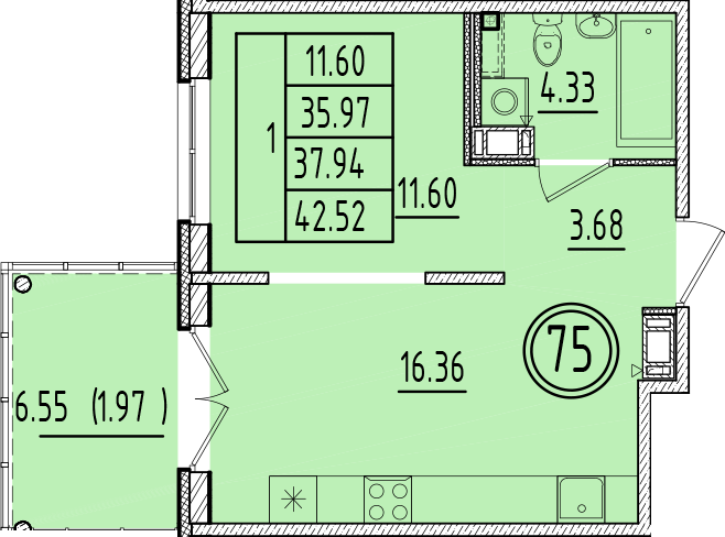 ОК 6.4. корпус 1 квартира 75