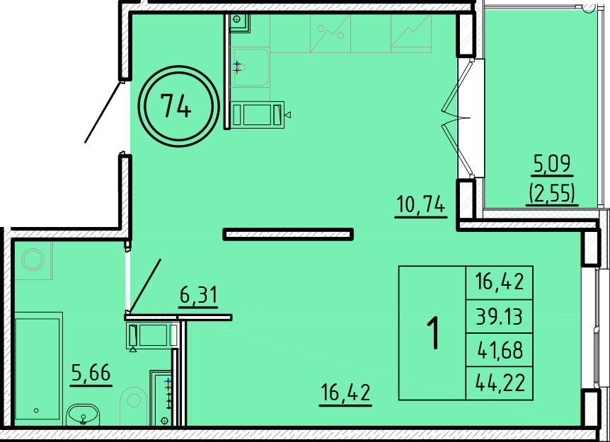 ОК 16 корпус 2 квартира 74