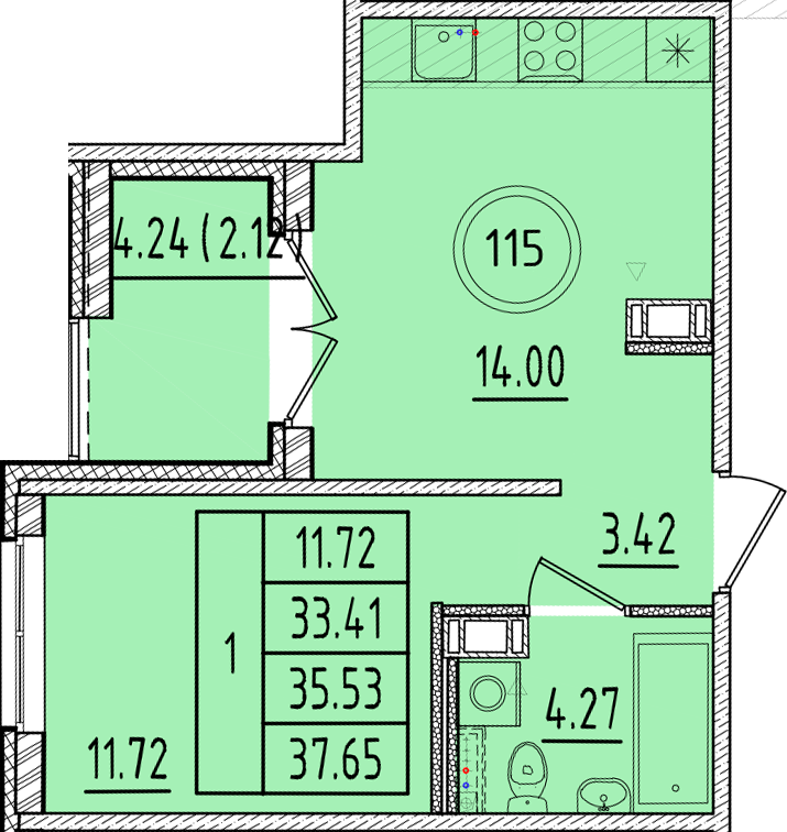 ОК 17 корпус 1 квартира 115