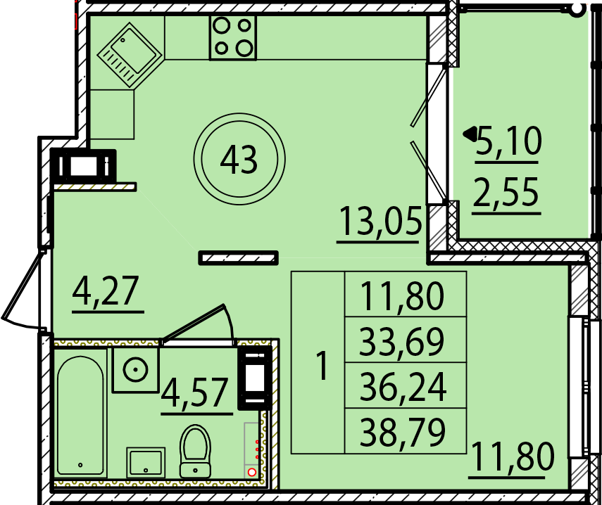 ОК 15 корпус 1 квартира 43