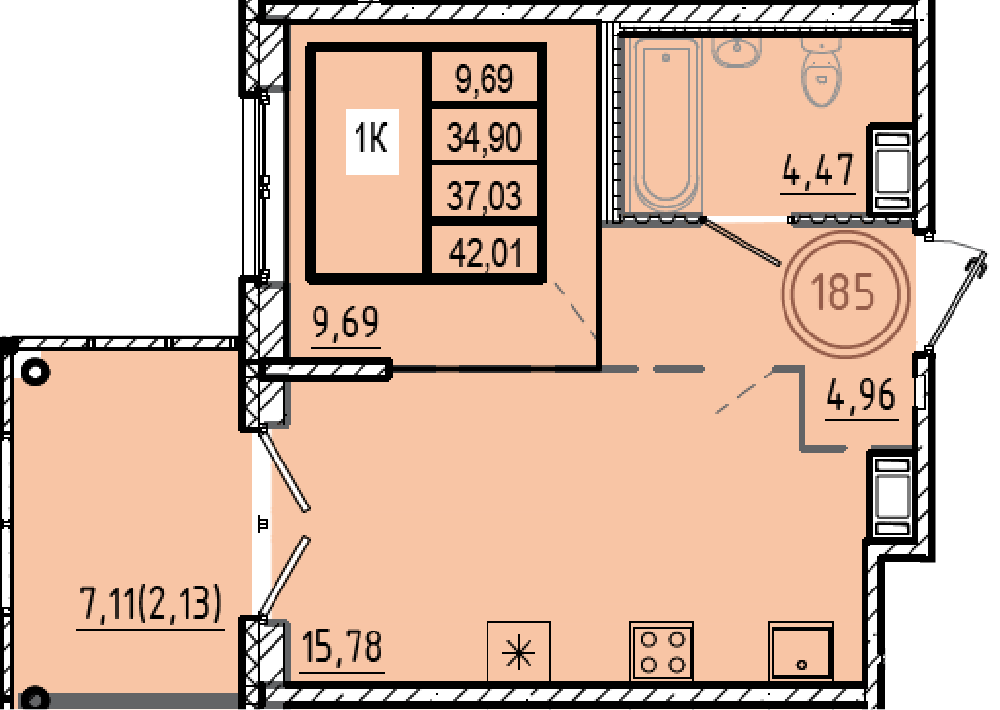 ОК 9.1 корпус 1 квартира 185