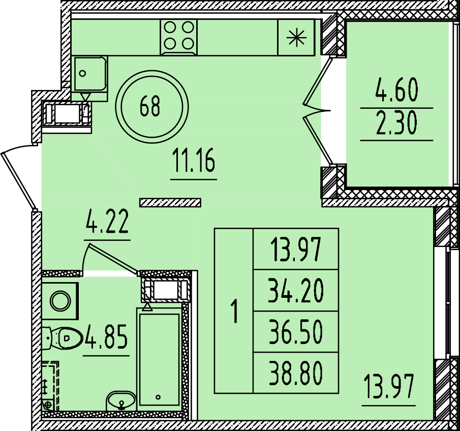 ОК 14 корпус 1 квартира 68