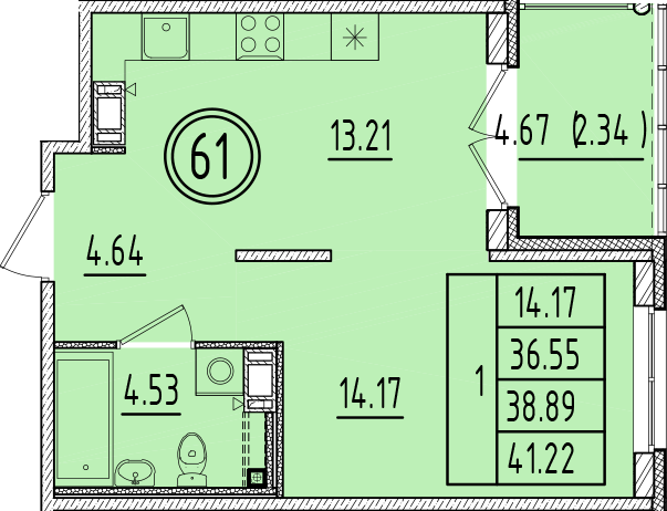 ОК 6.4. корпус 1 квартира 61