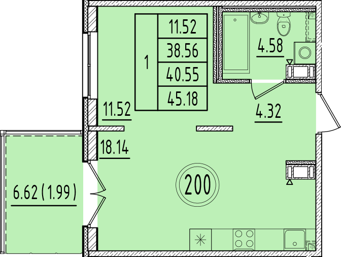 ОК 6.4. корпус 1 квартира 200