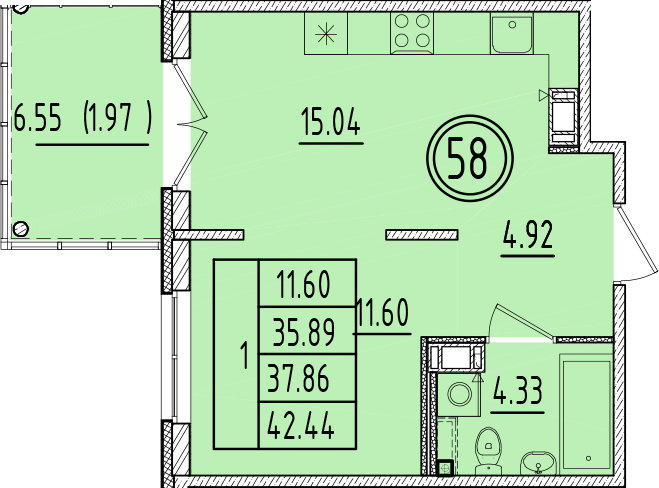 ОК 6.4. корпус 1 квартира 58