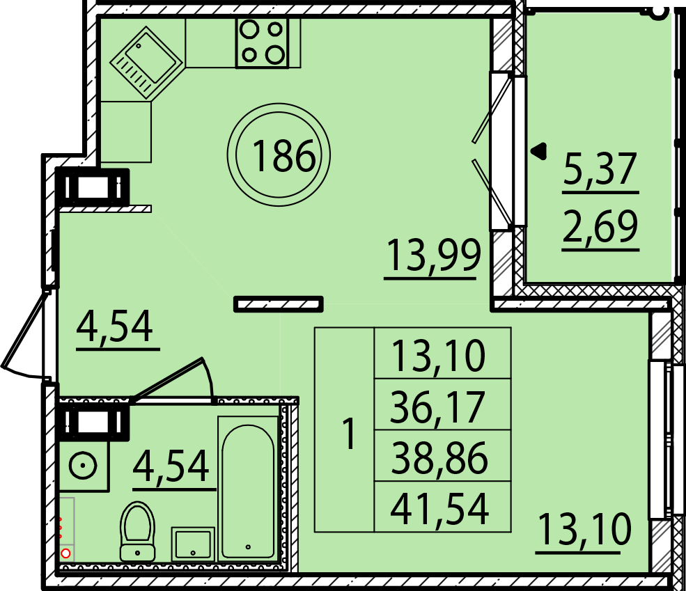 ОК 15 корпус 1 квартира 186