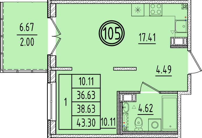 ОК 6.4. корпус 2 квартира 105