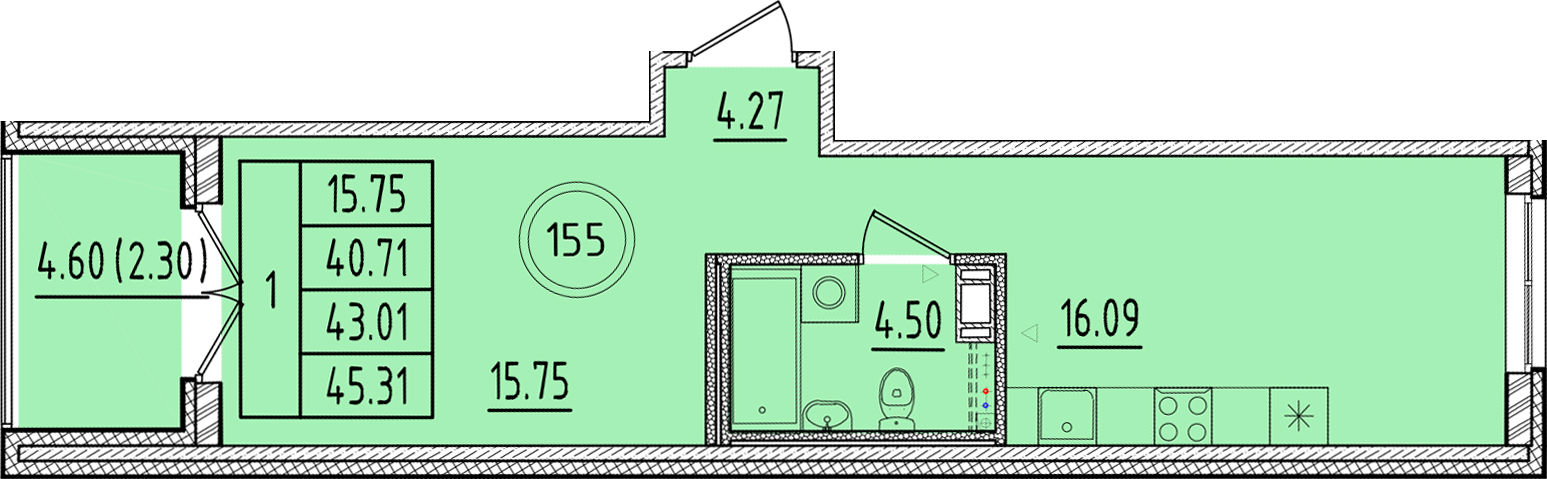 ОК 17 корпус 1 квартира 155